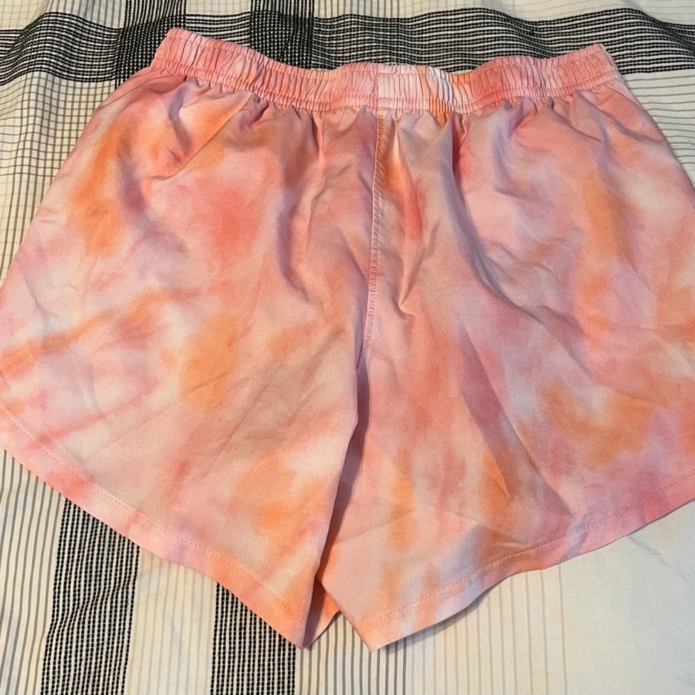 Adidas Pink and Orange Tie-Dye Youth Athletic Shorts